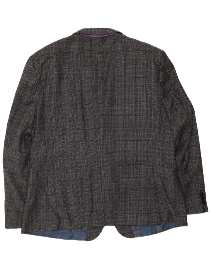 Мужской пиджак с 2 пуговицами Ted Baker UK 46 3XL, серая шерстяная клетка в клетку