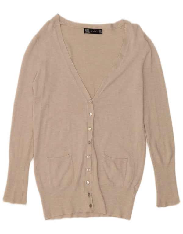 Женский кардиган Zara UK 14, большой бежевый вискоза