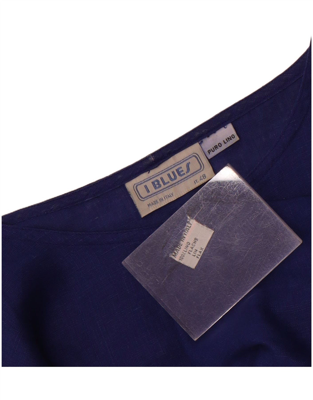 Женская блузка i Blues Top IT 48 XL, синяя льняная ткань