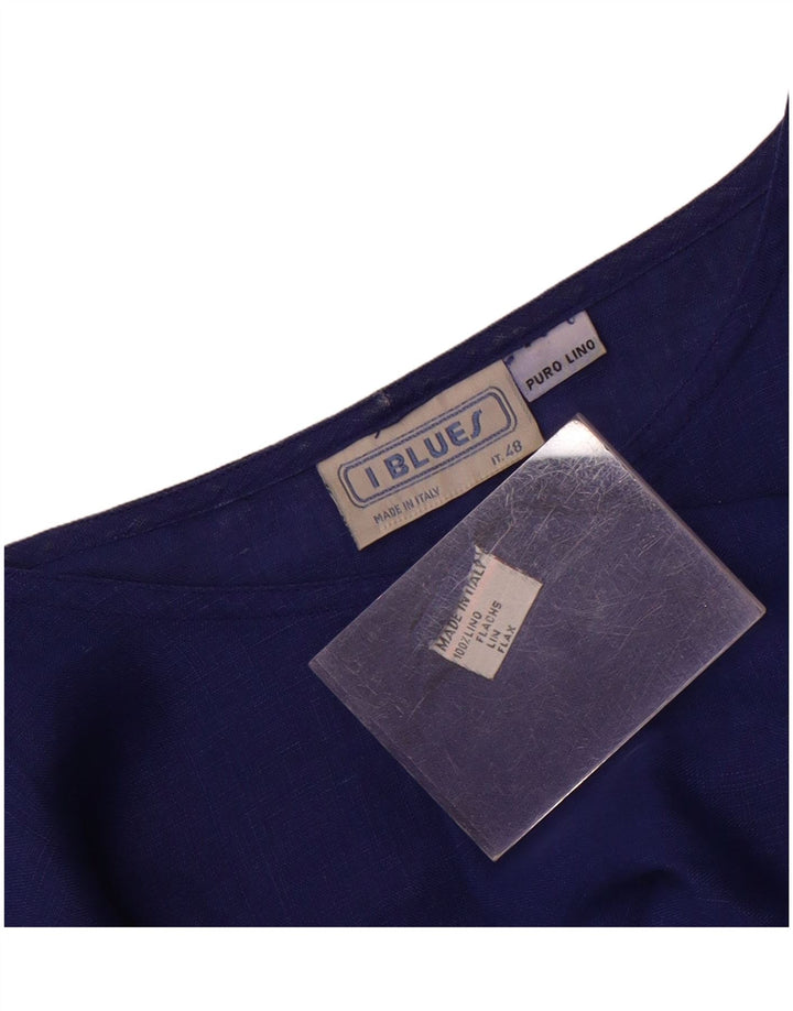 Женская блузка i Blues Top IT 48 XL, синяя льняная ткань