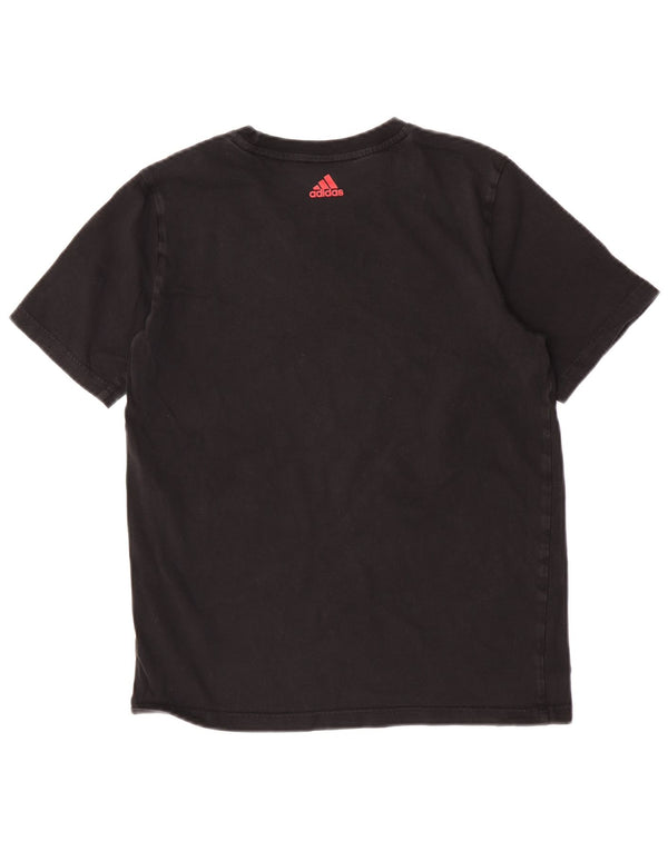 Футболка Adidas с рисунком для мальчиков, топ 13-14 лет, черный хлопок