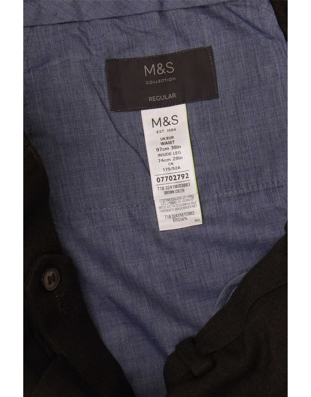 Мужские брюки стандартного костюма Marks & Spencer W38 L29 коричневые из полиэстера