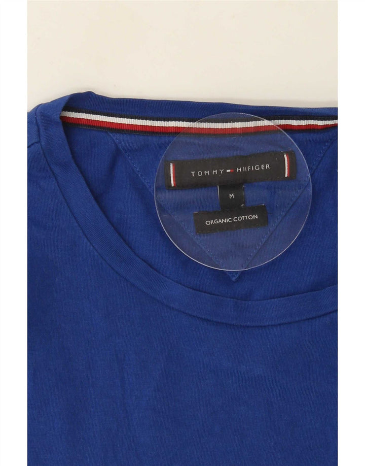 Мужская футболка с рисунком Tommy Hilfiger, хлопковый топ среднего синего цвета