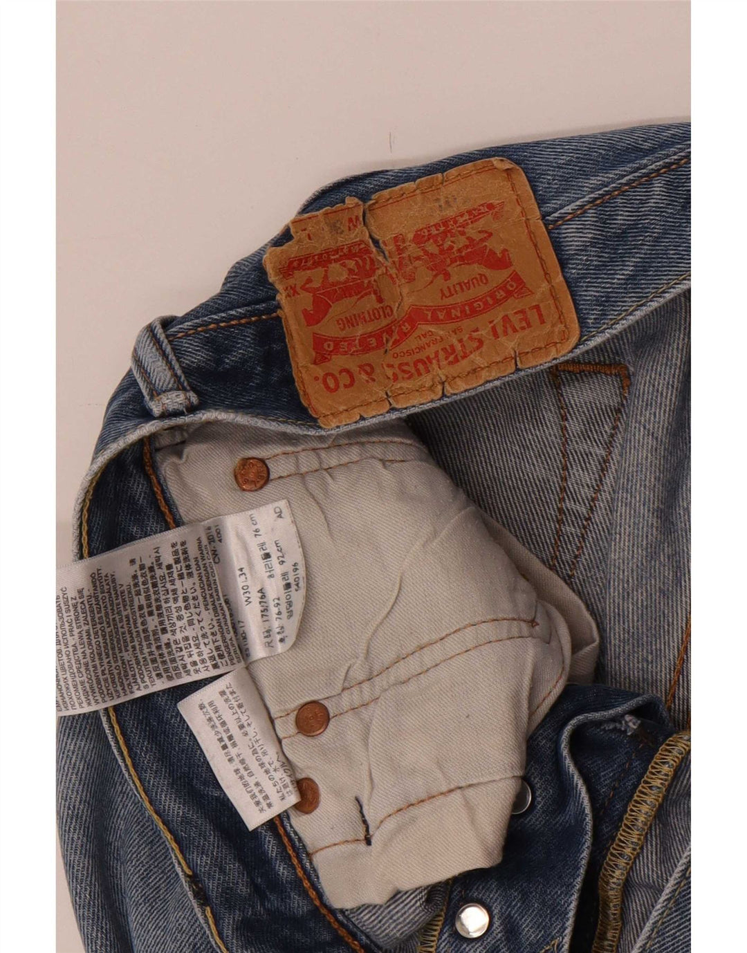Мужские потертые прямые джинсы Levi's W30 L34, синий хлопок