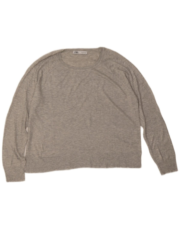 Женский свитер с вырезом «лодочка» Zara UK 18 XL, серый вискоза