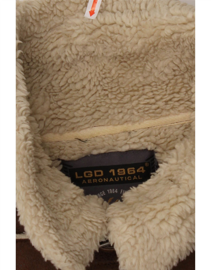 Мужская куртка-шерпа AERONAUTICA MILITARE UK 36, маленькая, коричневая, полиэстер