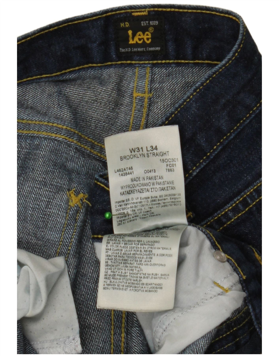 Мужские прямые джинсы Lee Brooklyn W31 L34, синий хлопок