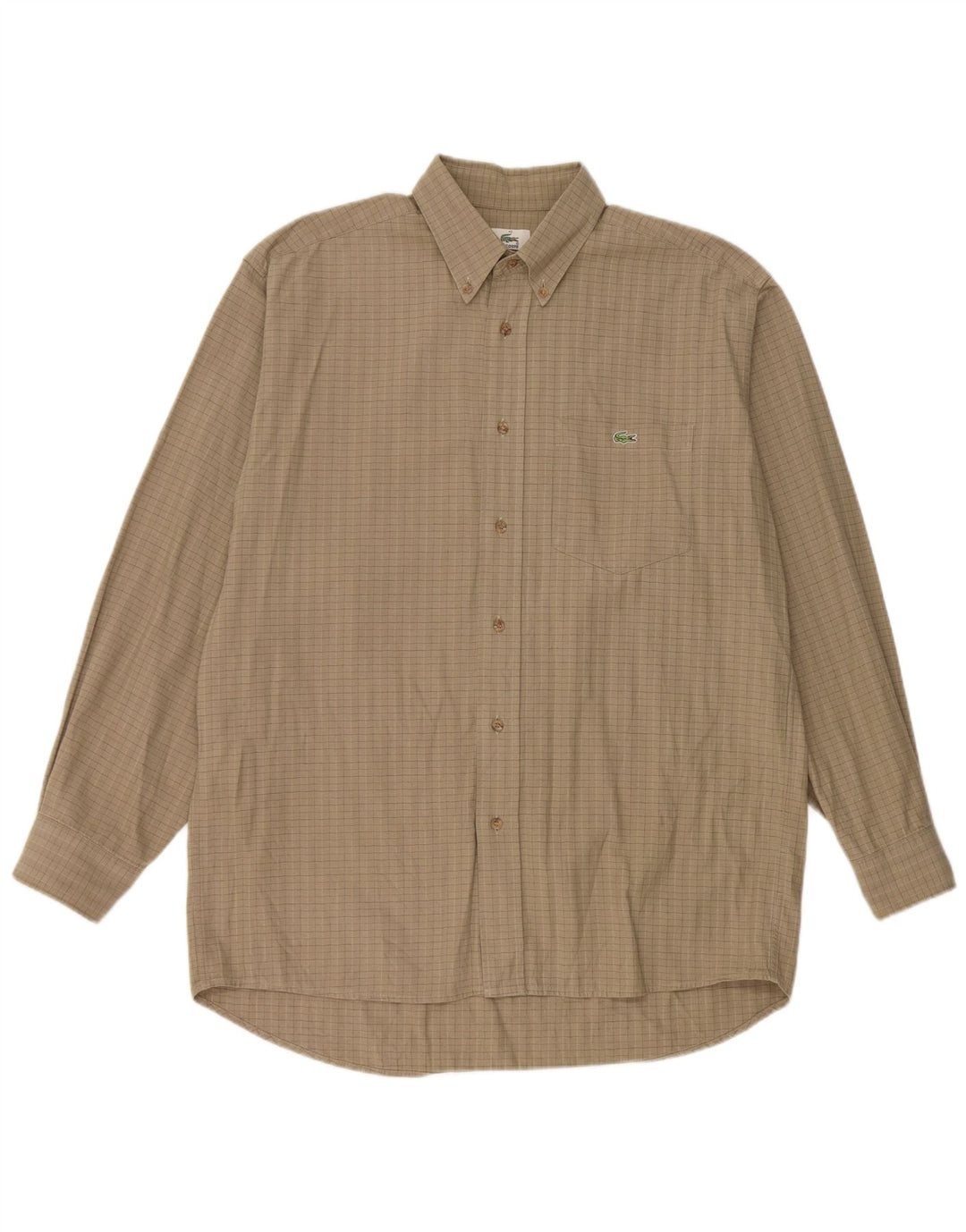 Мужская рубашка Lacoste, размер 40, средний размер, бежевая клетка, хлопок