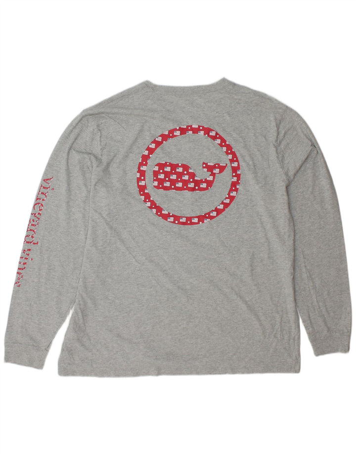 VINEYARD VINES Мужской топ с рисунком, длинный рукав, серый хлопок, размер XL