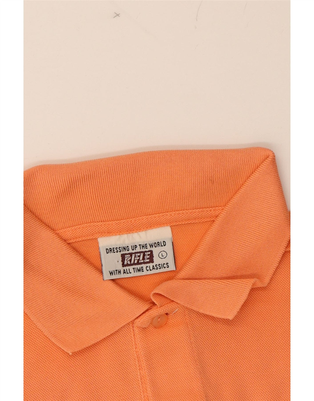 RIFLE Mens Polo Shirt Large Orange Cotton Vintage Rifle and Second-Hand Rifle from Messina Hembry 