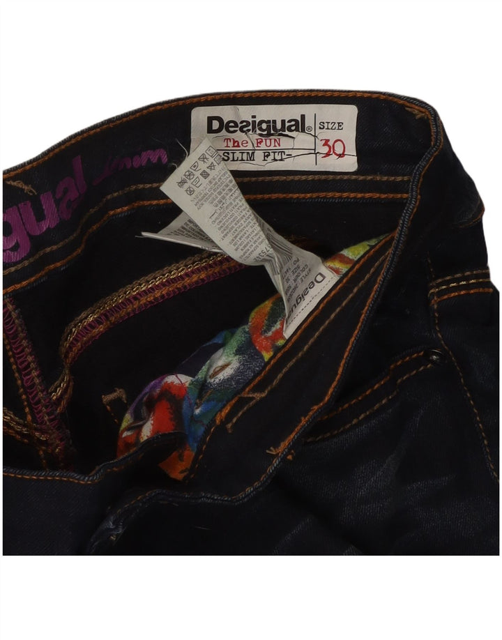 Женские узкие джинсы Desigual W30 L32 Темно-синие, хлопок