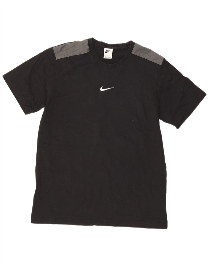 Мужская футболка Nike, большая черная хлопковая футболка с цветными блоками