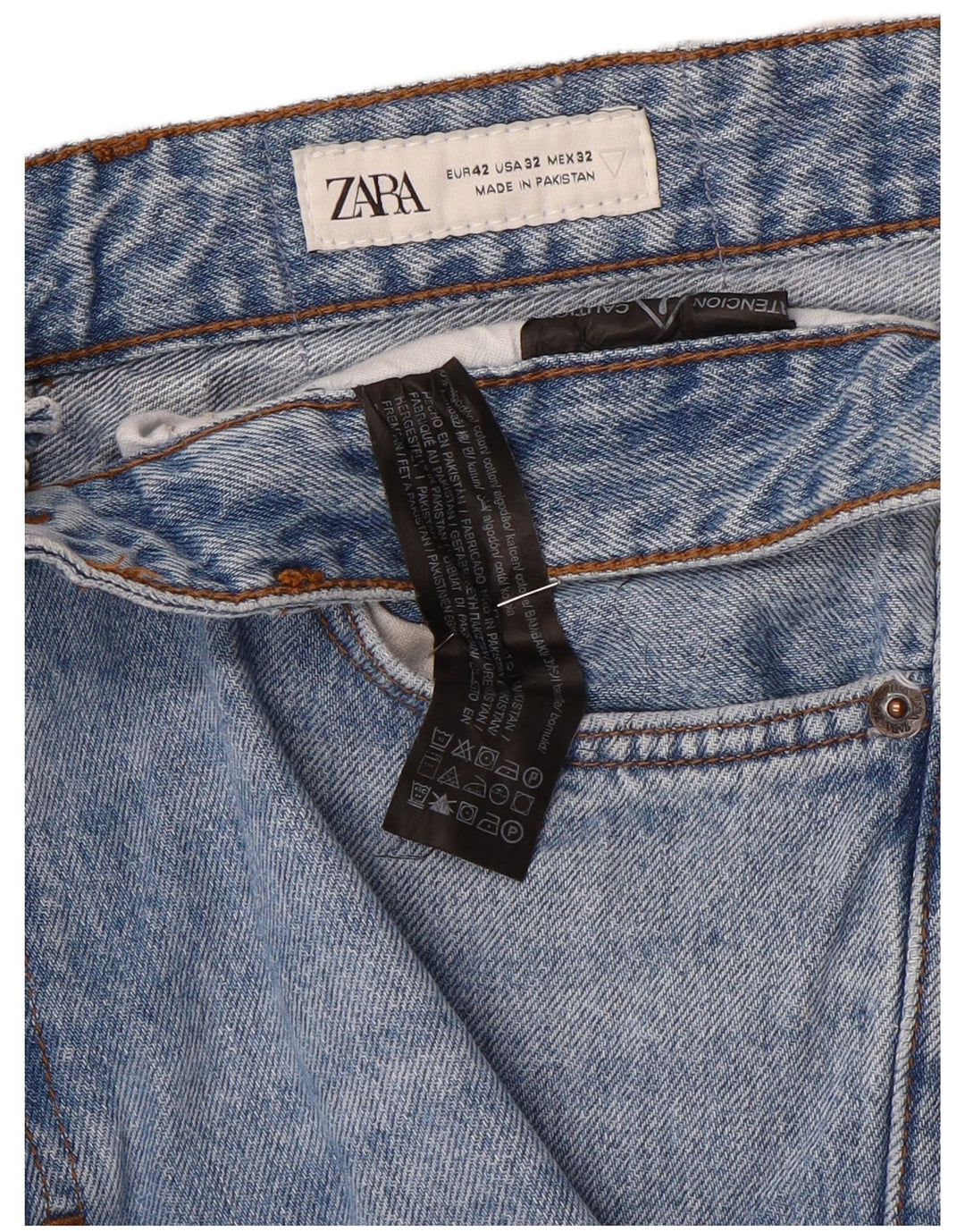 Мужские прямые джинсы Zara EU 42, большие, W32 L32, синие, хлопок