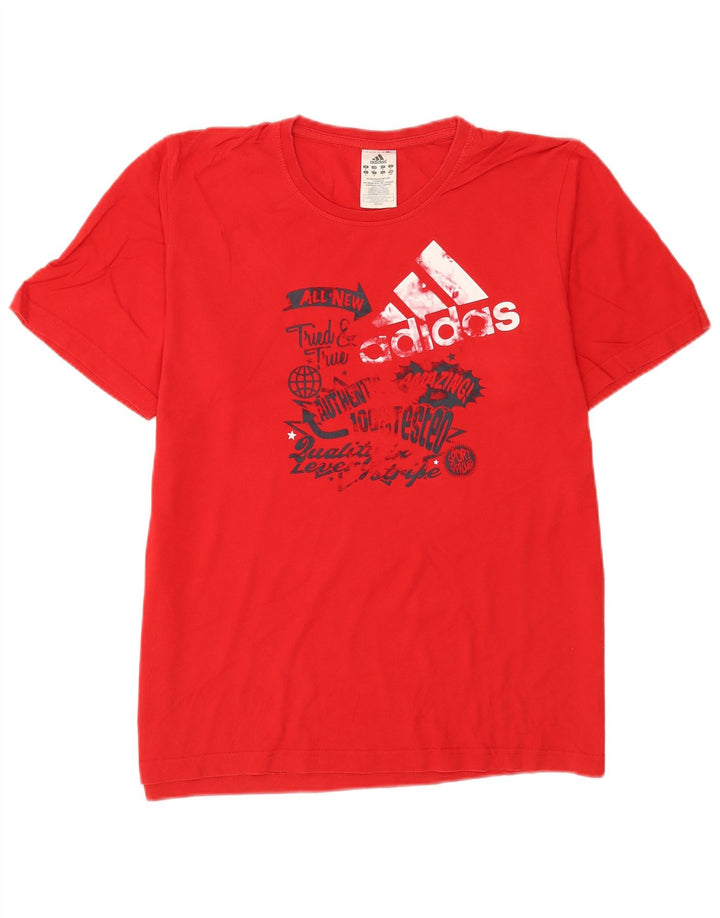 Adidas Мужская футболка с рисунком Топ среднего красного цвета из хлопка
