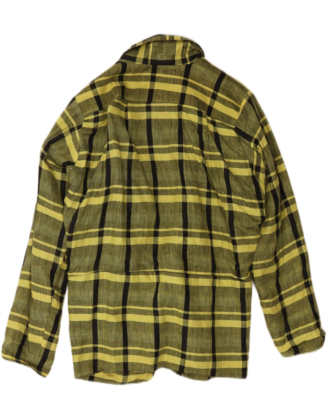 Винтажный женский пиджак на 1 пуговице, классический льняной желтый клетчатый пиджак европейского стандарта 44 XL