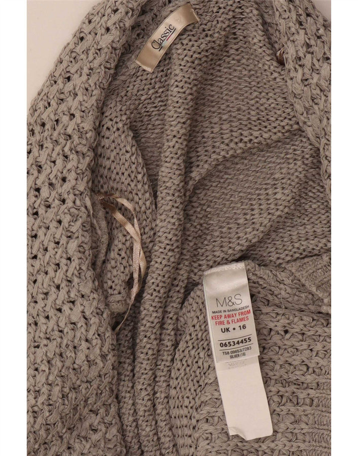 Женский классический открытый кардиган Marks & Spencer UK 16, большой серый