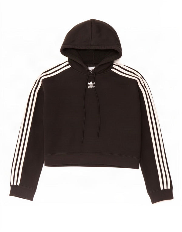 Женский укороченный джемпер с капюшоном Adidas Oversized UK 6 XS, черный хлопок