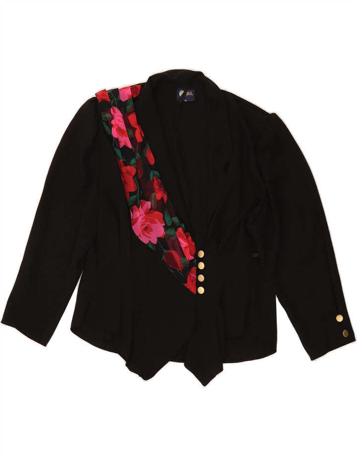YOUR SIXTH SENSE Womens Blazer Jacket EU 38 Medium Black Floral Polyester Vintage Your Sixth Sense and Second-Hand Your Sixth Sense from Messina Hembry 