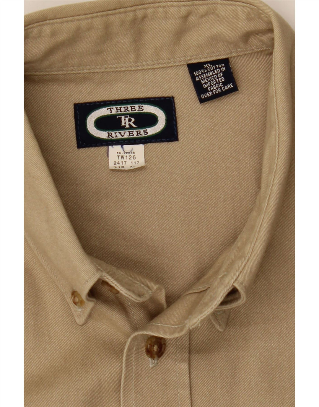 VINTAGE Mens Shirt XL Beige Cotton Vintage Vintage and Second-Hand Vintage from Messina Hembry 