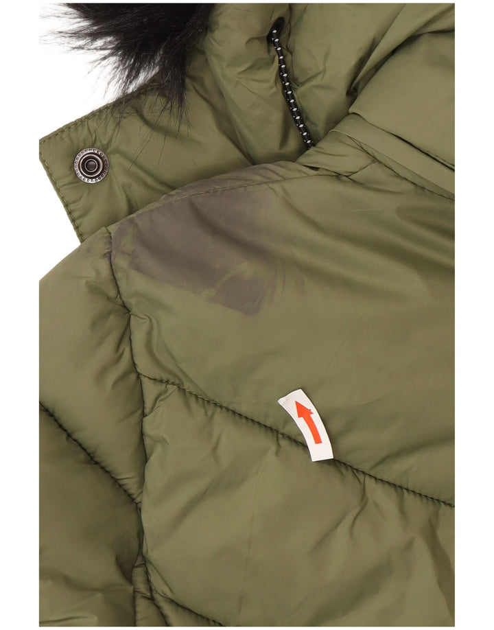Женская утепленная куртка с капюшоном Superdry UK 8, маленький зеленый нейлон