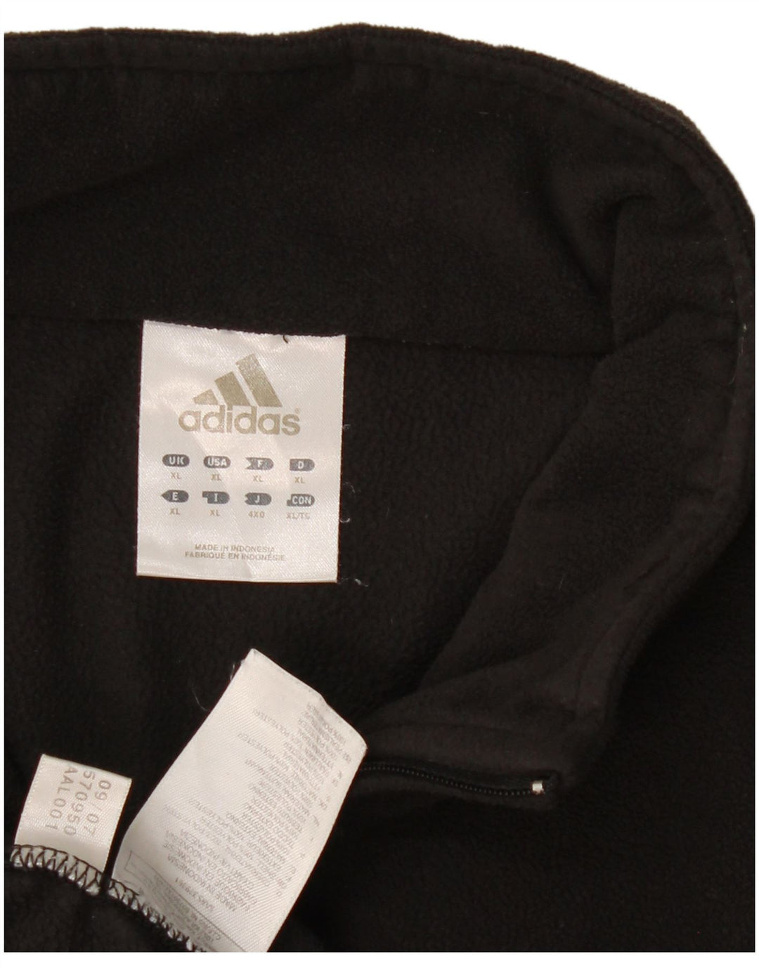 Мужской флисовый джемпер Adidas с воротником на молнии XL, черный полиэстер