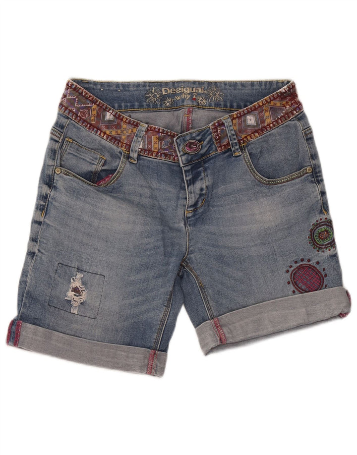 Женские джинсовые шорты Desigual W32, большие синие с геометрическим узором