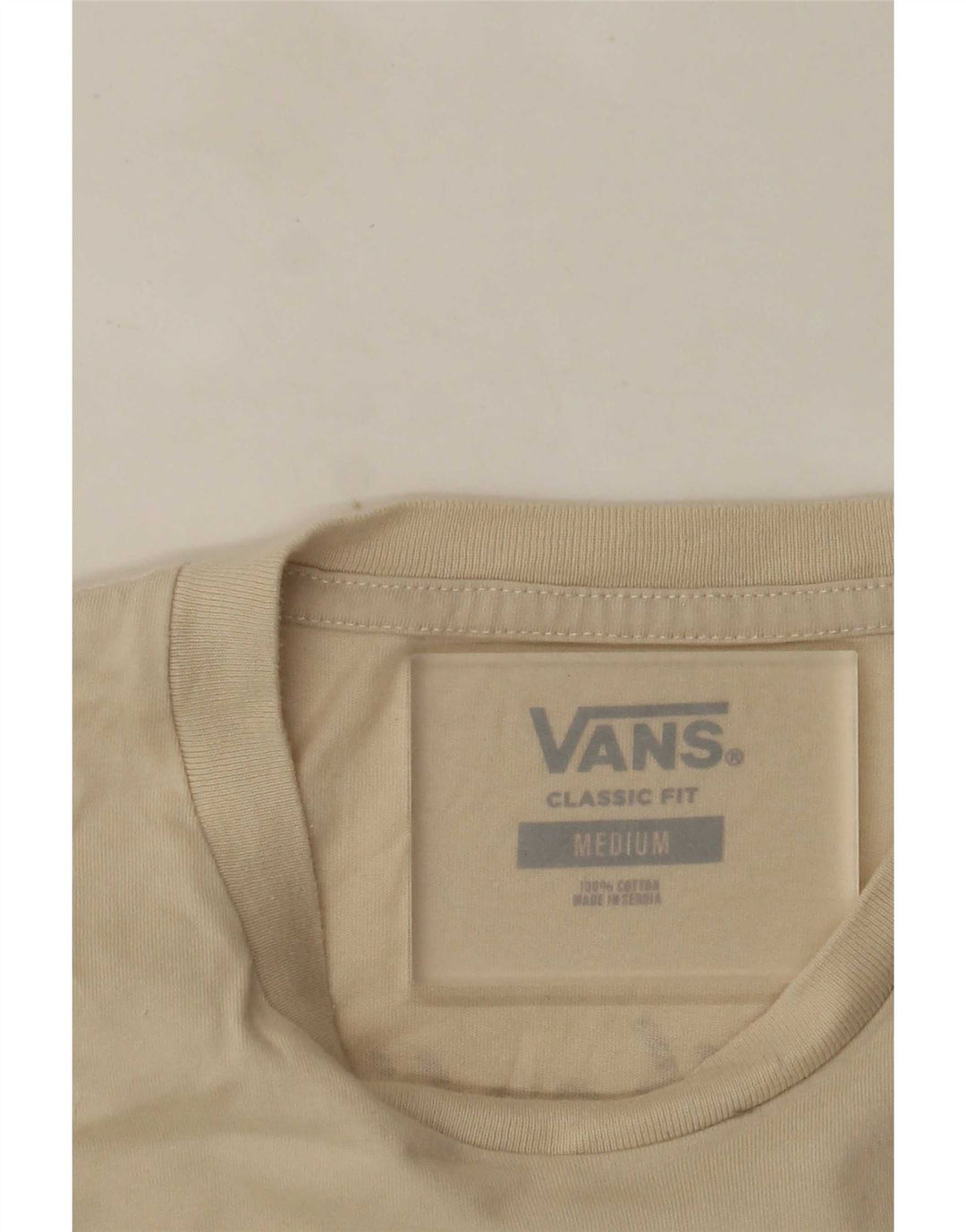 Мужская футболка классического кроя с рисунком Vans, хлопковый топ среднего бежевого цвета