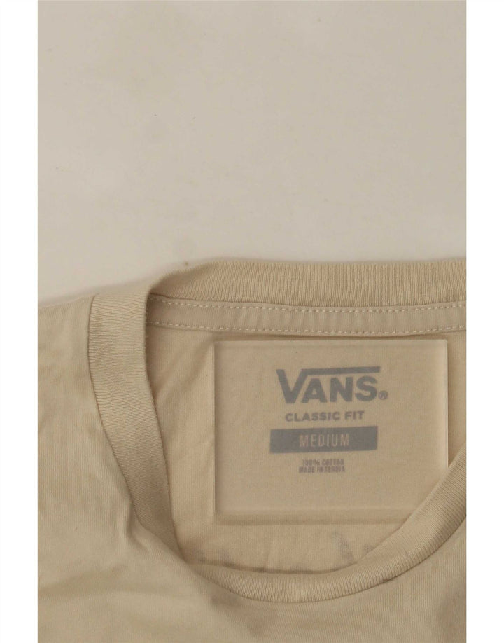 Мужская футболка классического кроя с рисунком Vans, хлопковый топ среднего бежевого цвета