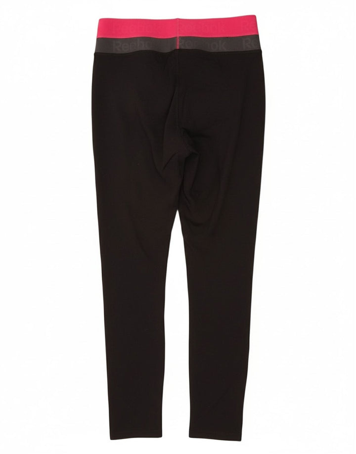 REEBOK Womens Graphic Leggings UK 8 Small  Black Colourblock Polyester