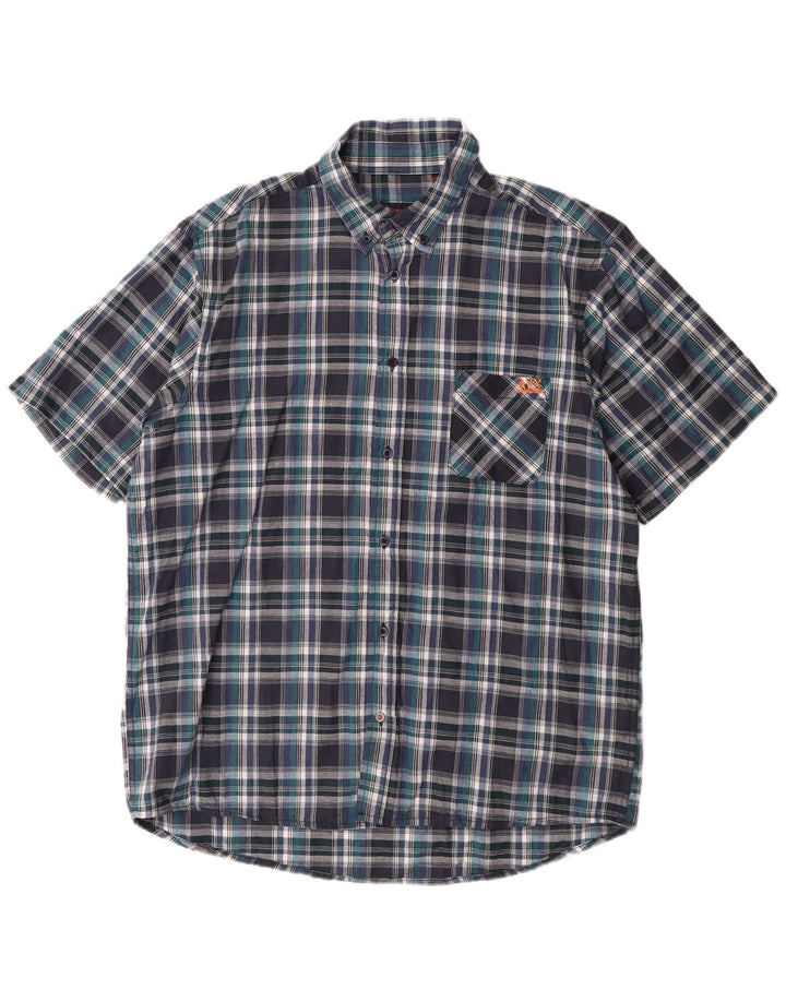 Мужская рубашка с коротким рукавом Avirex 2XL, темно-синяя клетка, хлопок