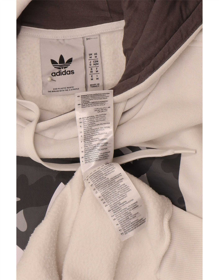 Мужской джемпер с капюшоном Adidas стандартного кроя, белый хлопок, средний размер