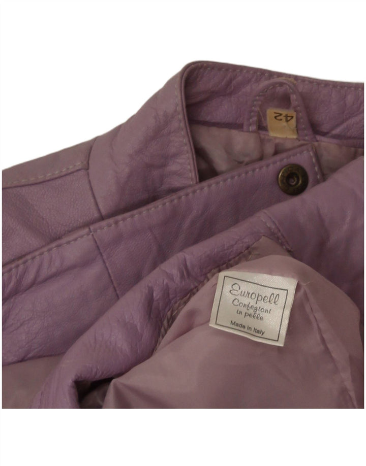 Винтажная женская кожаная куртка-бомбер IT 42 Medium Purple Leather