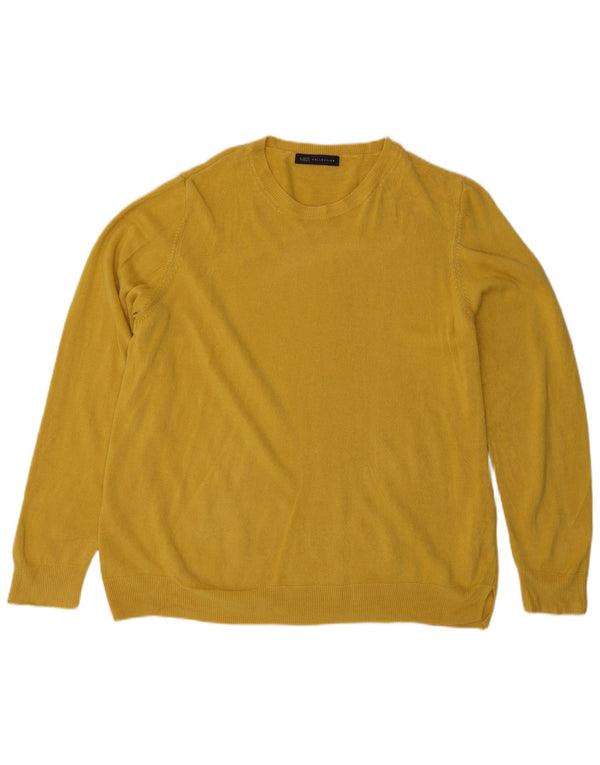 MARKS & SPENCER Womens Crew Neck Jumper Sweater UK 18 XL  Yellow Acrylic