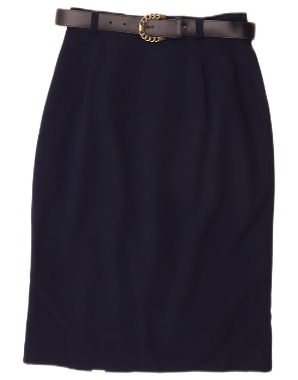 Женская юбка-карандаш VINTAGE UK 10, маленькая W26, темно-синий полиэстер