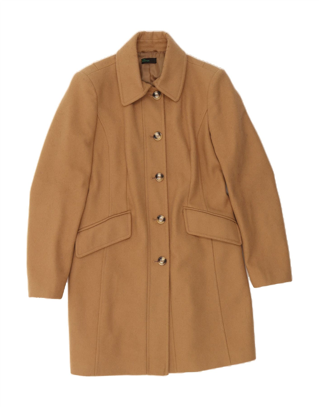 BENETTON Womens Overcoat UK 14 Large Brown Wool Vintage Benetton and Second-Hand Benetton from Messina Hembry 