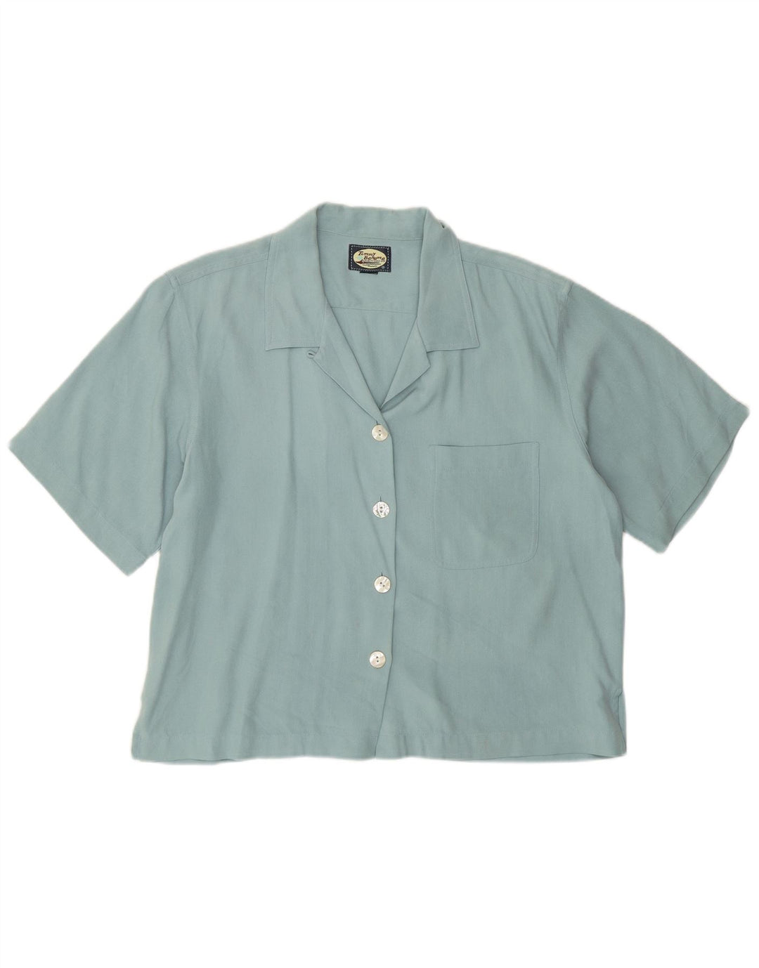 Женская рубашка с коротким рукавом Tommy Bahama UK 12, средний бирюзовый узор в елочку