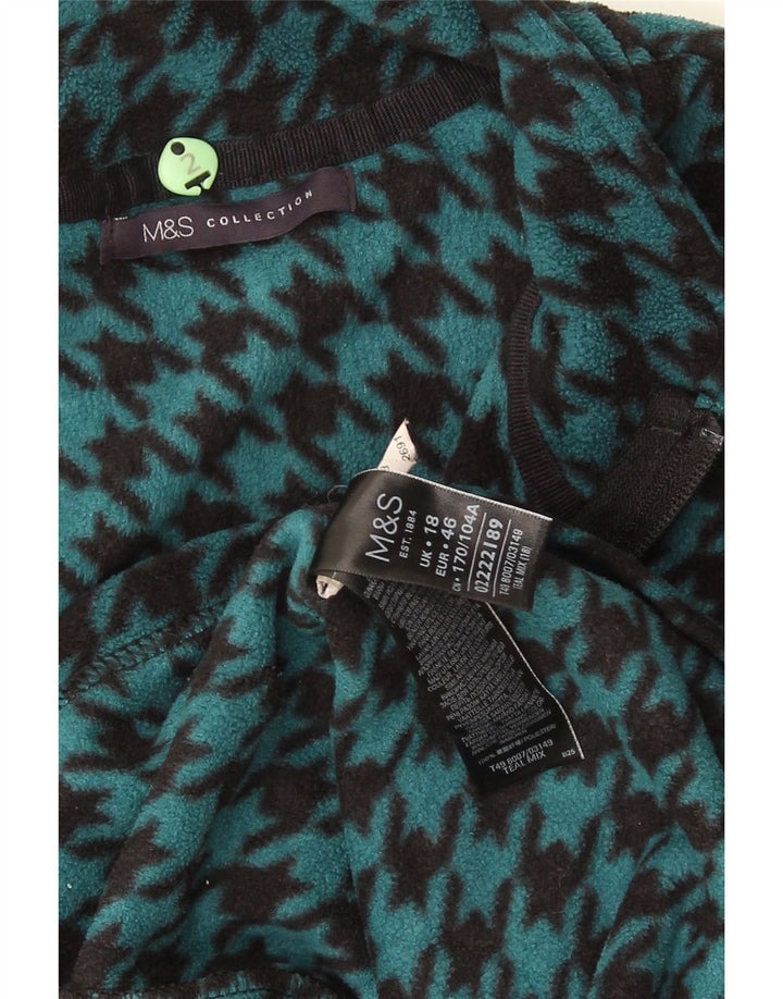 Женская флисовая куртка Marks & Spencer UK 18 XL бирюзовая с узором "гусиные лапки"
