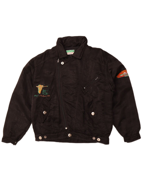 DERNIC Мужская куртка-бомбер с графическим рисунком военно-морской базы Аляски, Великобритания 40, большая черная, 80-е годы