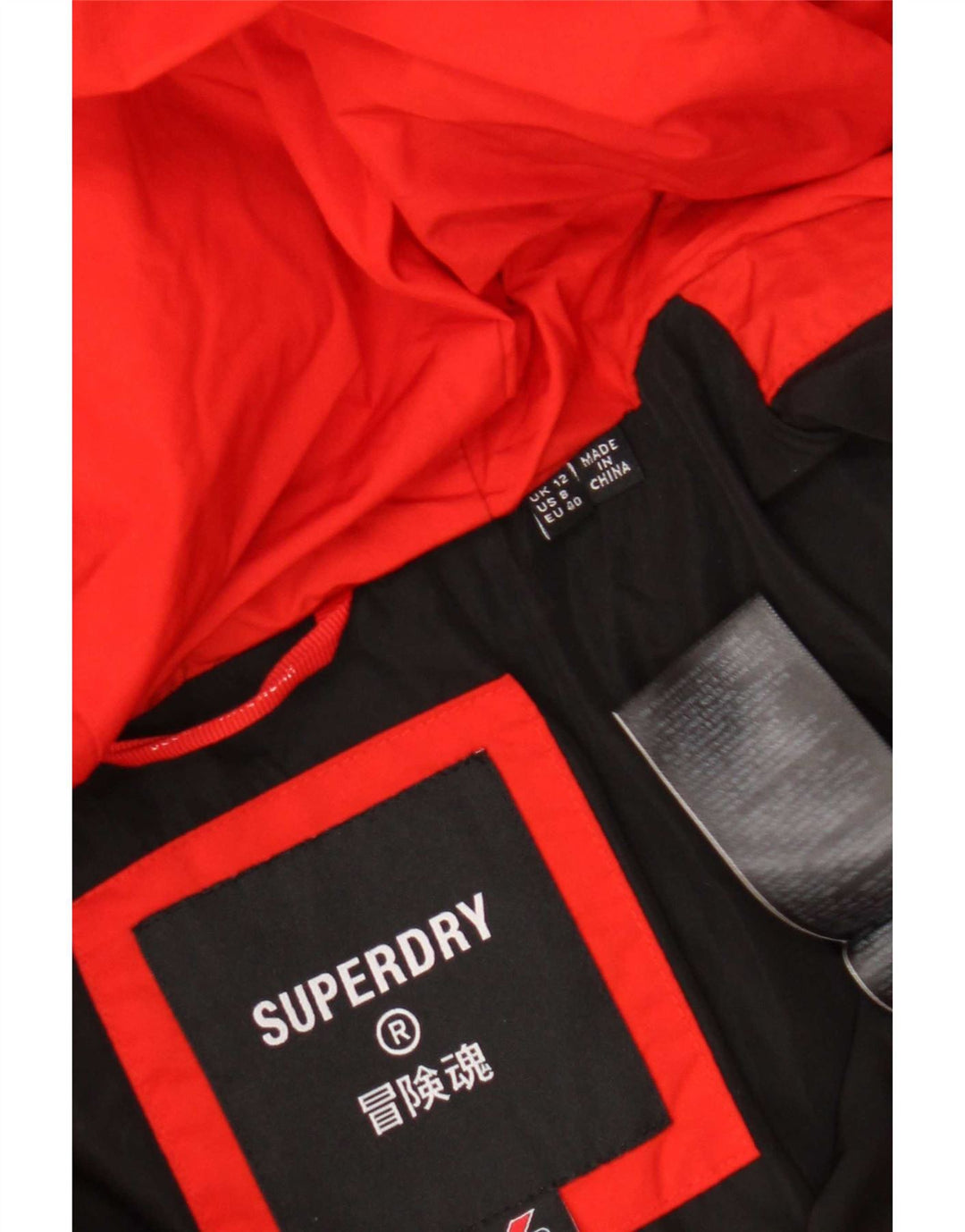 Женская утепленная куртка с капюшоном Superdry UK 12, средний красный полиэстер