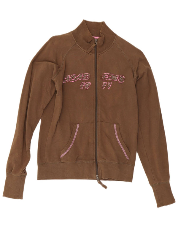Fila Женский спортивный костюм с графическим рисунком, верхняя куртка UK 10, маленький цвет хаки, хлопок