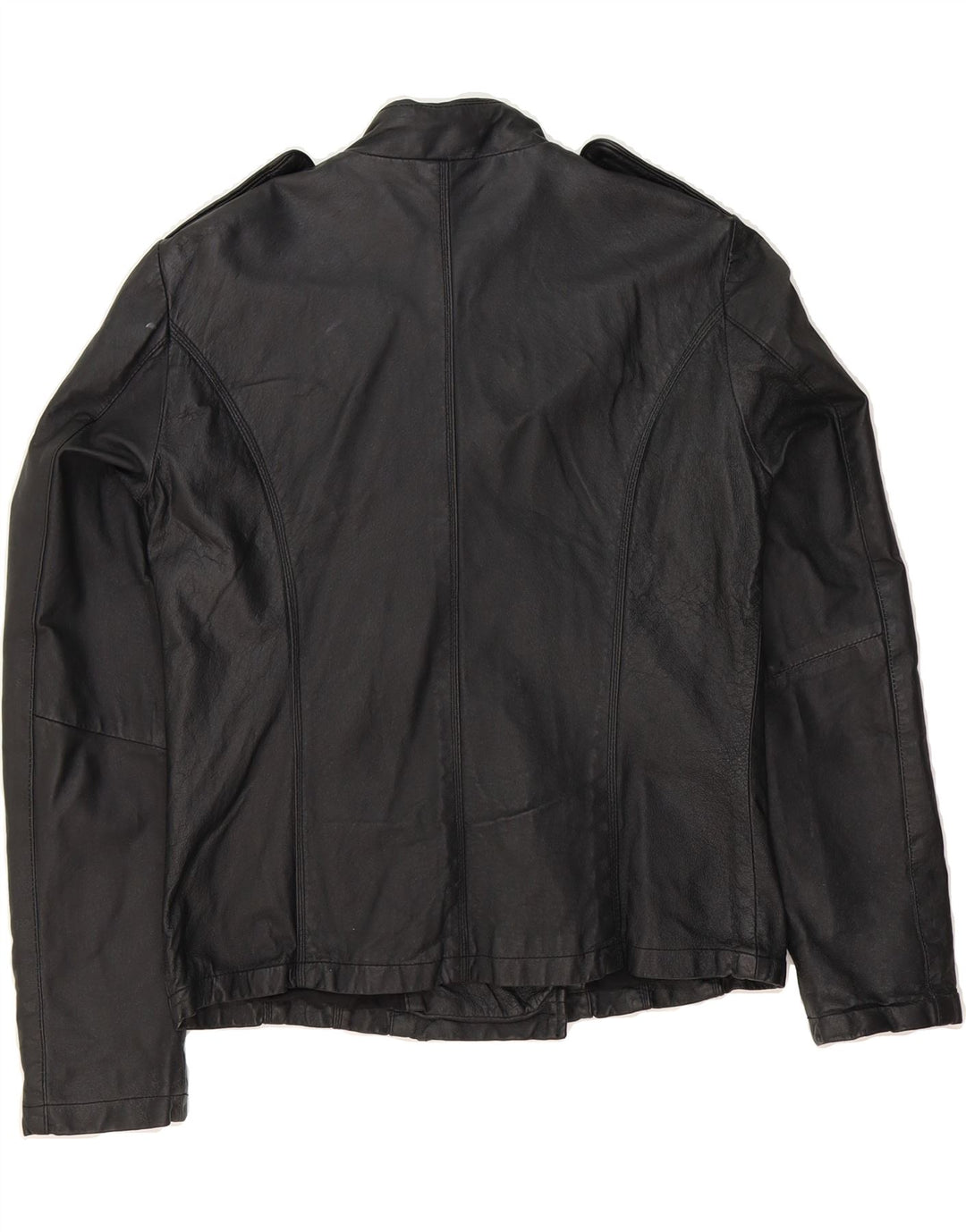 BARNEYS Womens Military Leather Jacket UK 12 Medium Black Leather Vintage BARNEYS and Second-Hand BARNEYS from Messina Hembry 