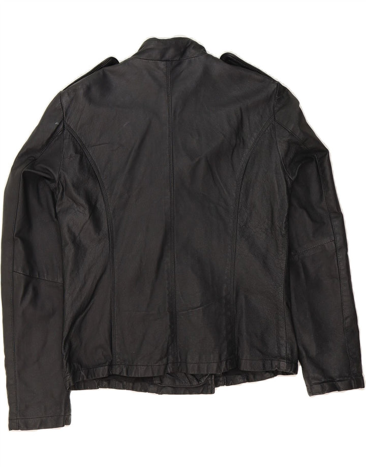 BARNEYS Womens Military Leather Jacket UK 12 Medium Black Leather Vintage BARNEYS and Second-Hand BARNEYS from Messina Hembry 