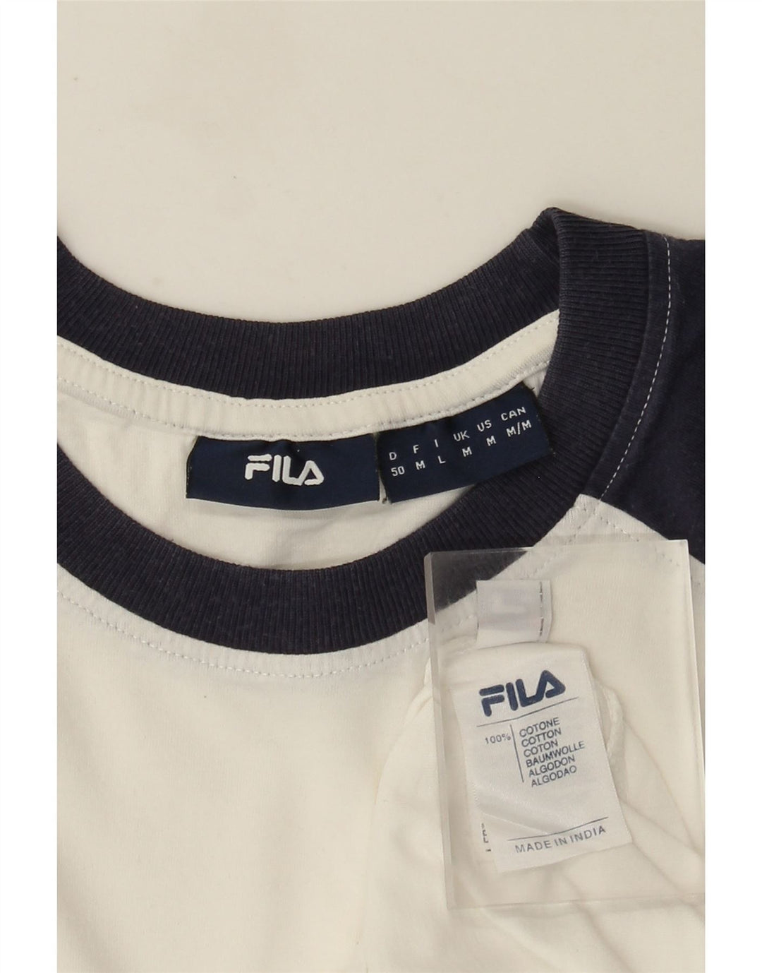 Fila Мужская футболка с графическим рисунком Верх среднего размера, белый хлопок с цветными блоками