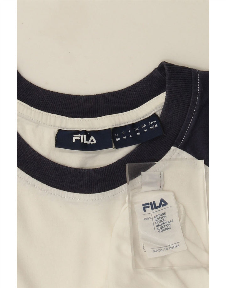Fila Мужская футболка с графическим рисунком Верх среднего размера, белый хлопок с цветными блоками