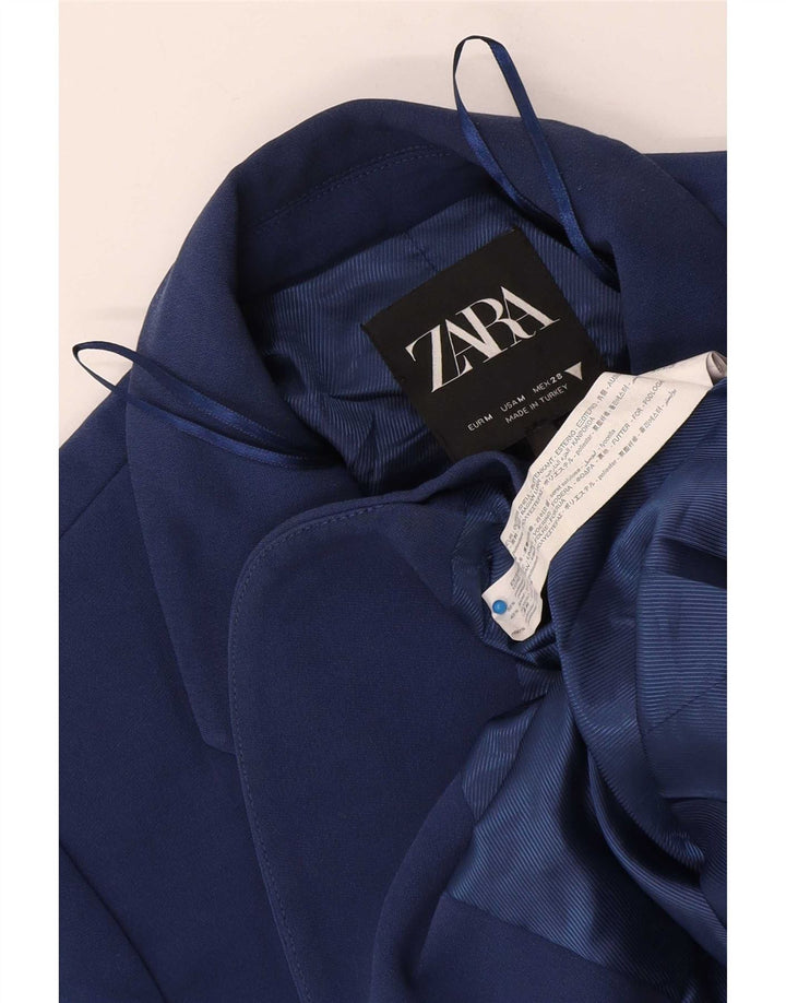 Женский пиджак Zara с 2 пуговицами UK 14, средний темно-синий полиэстер