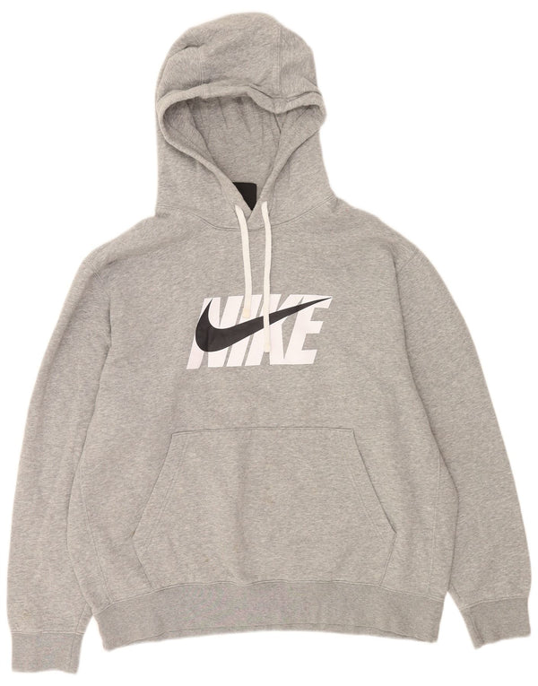 Мужской джемпер с капюшоном с рисунком Nike XL, серый хлопок с крапинками