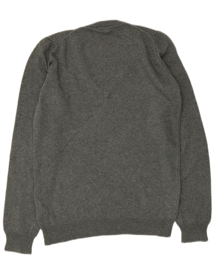 Женский джемпер с v-образным вырезом Fred Perry UK 12, шерсть среднего серого цвета