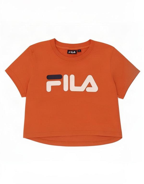 Женская укороченная футболка с рисунком Fila Top UK 14, большой оранжевый хлопок
