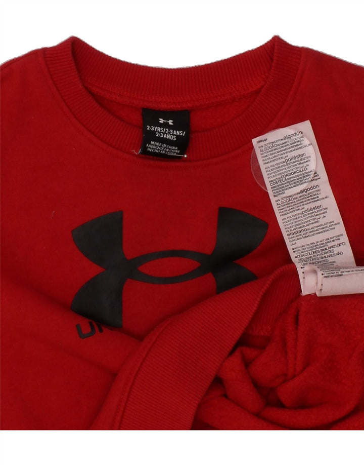 UNDER ARMOUR Boys Graphic Sweatshirt Jumper 2-3 Years Red Cotton Vintage Under Armour and Second-Hand Under Armour from Messina Hembry 