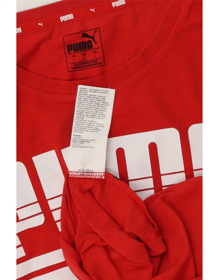 Мужская футболка с рисунком Puma, большой красный хлопок